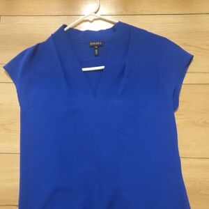 Escada Royal Blue V-Neck Blouse